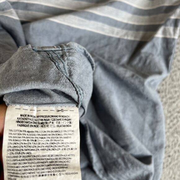 Vans Off The Wall Mens XL Blue White Striped Button Up Short Sleeve Surf Skate - Picture 10 of 10